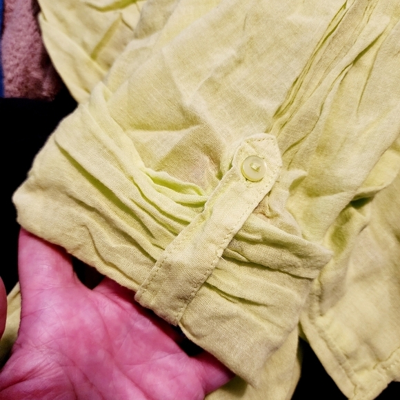 Old Navy Maternity Yellow Green Collared Henley Tie Waist Tunic Top Size Small S - Picture 5 of 8